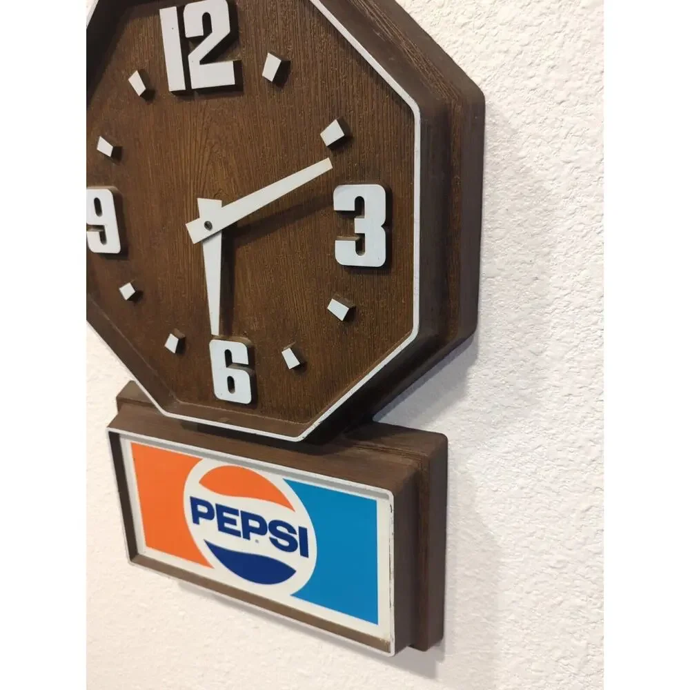 VTG Pepsi Hanging Wall Clock Sign Advertisement Soda Shop Tested Work's